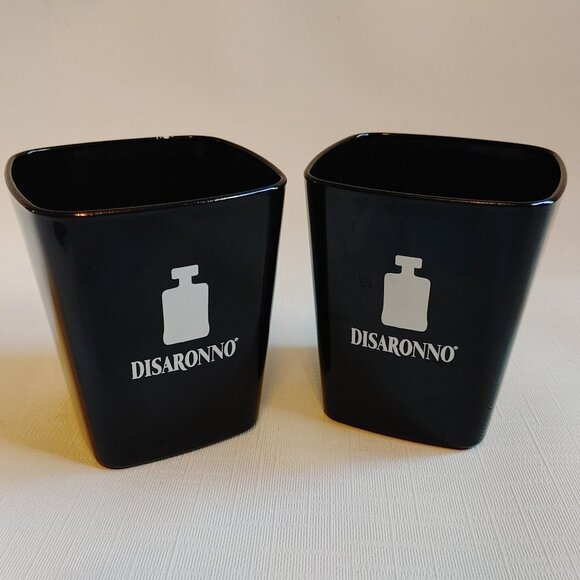 Disaronno On The Rocks Glasses (Set of Two) Square Base Black/White - Picture 1 of 6